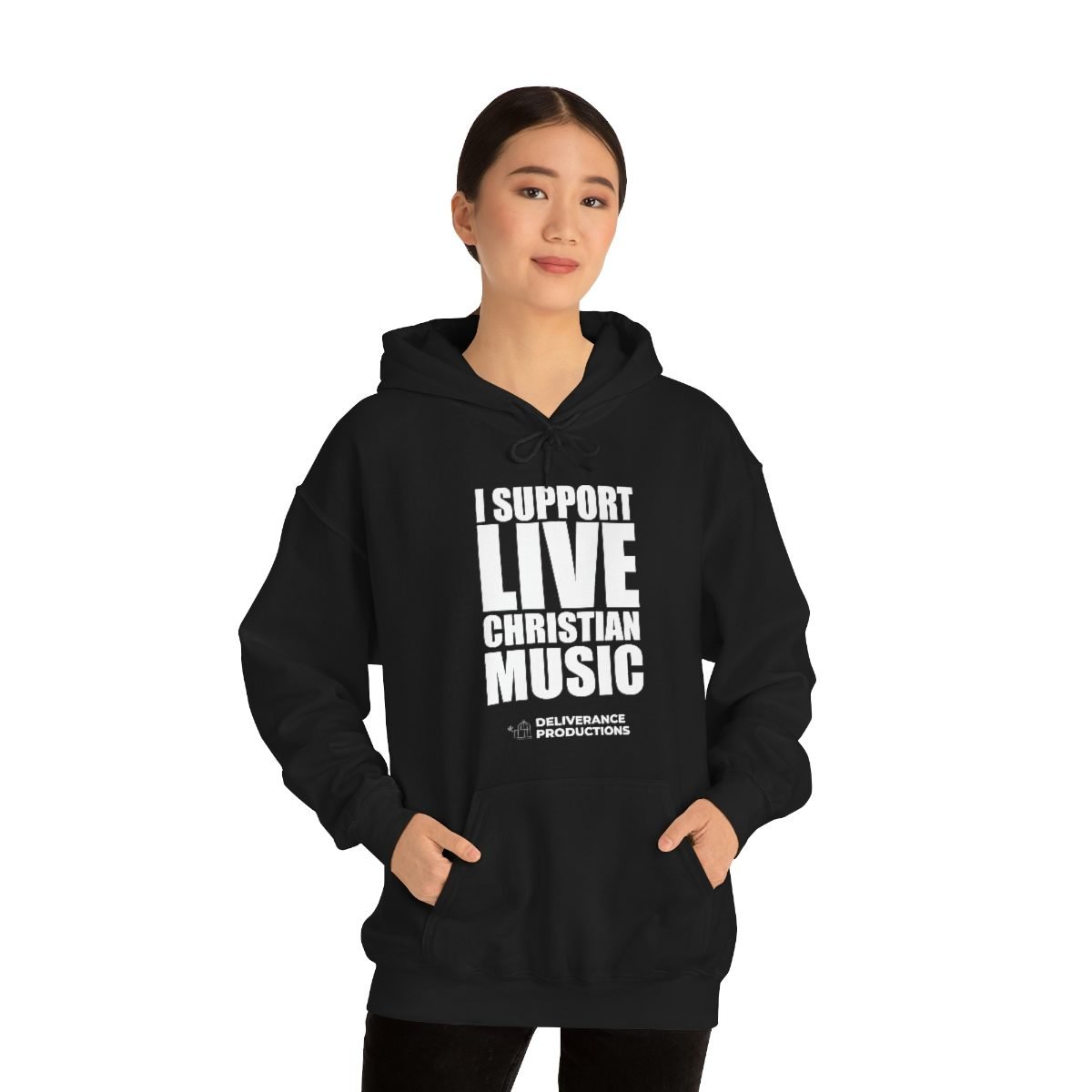 Deliverance Productions – I Support Live Christian Music Pullover Hooded Sweatshirt