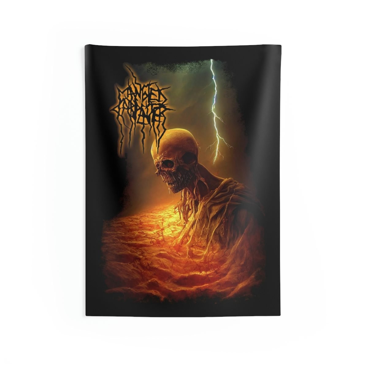 Mangled Carpenter – Skeleton in Hell Indoor Wall Tapestries