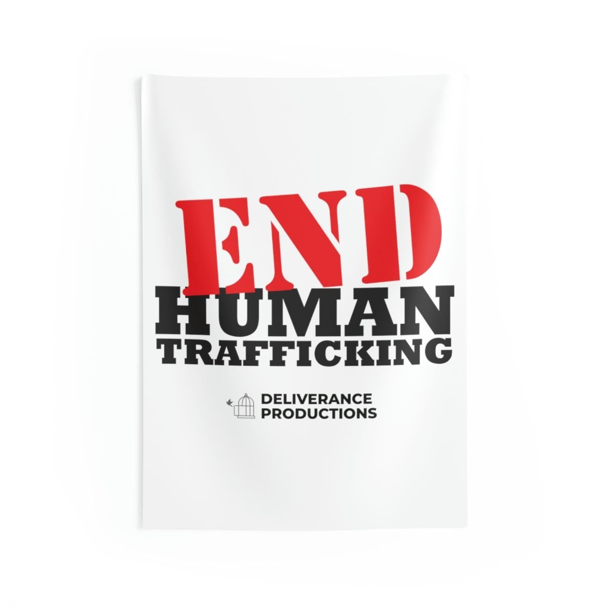 Deliverance Productions – End Human Trafficking Indoor Wall Tapestries (White)