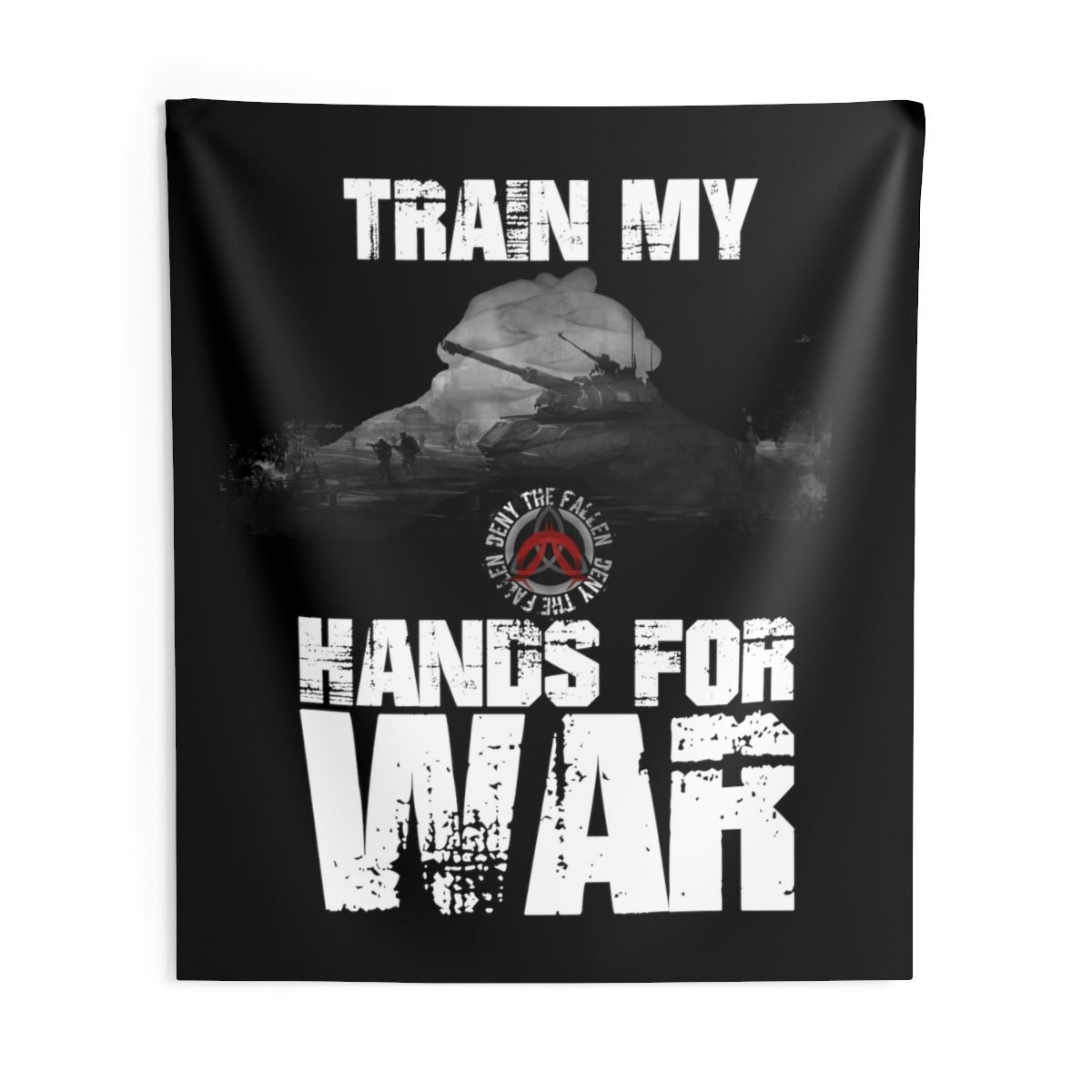Deny The Fallen – Hands For War Black and White Version Indoor Wall Tapestries