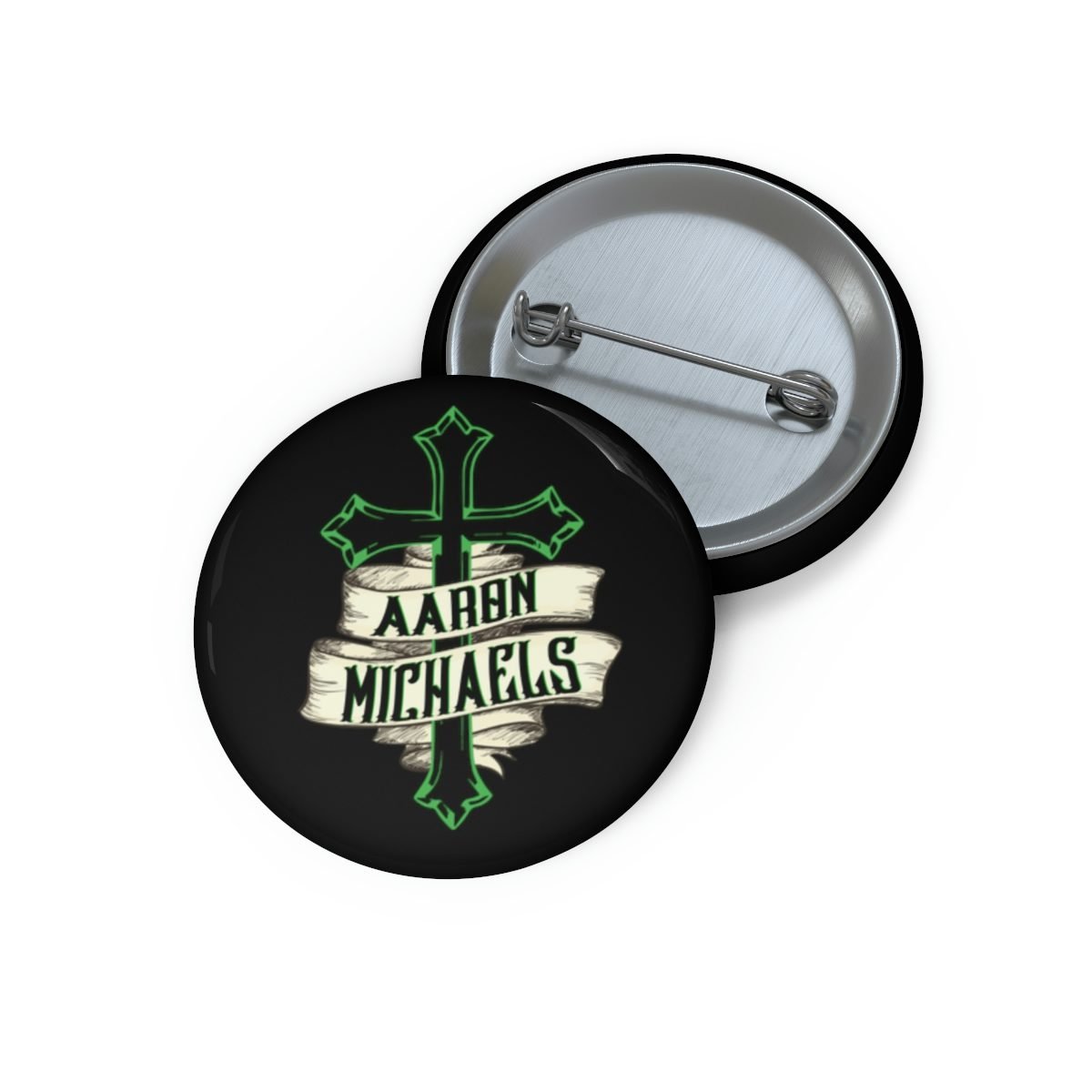 Aaron Michaels Cross and Banner Pin Buttons