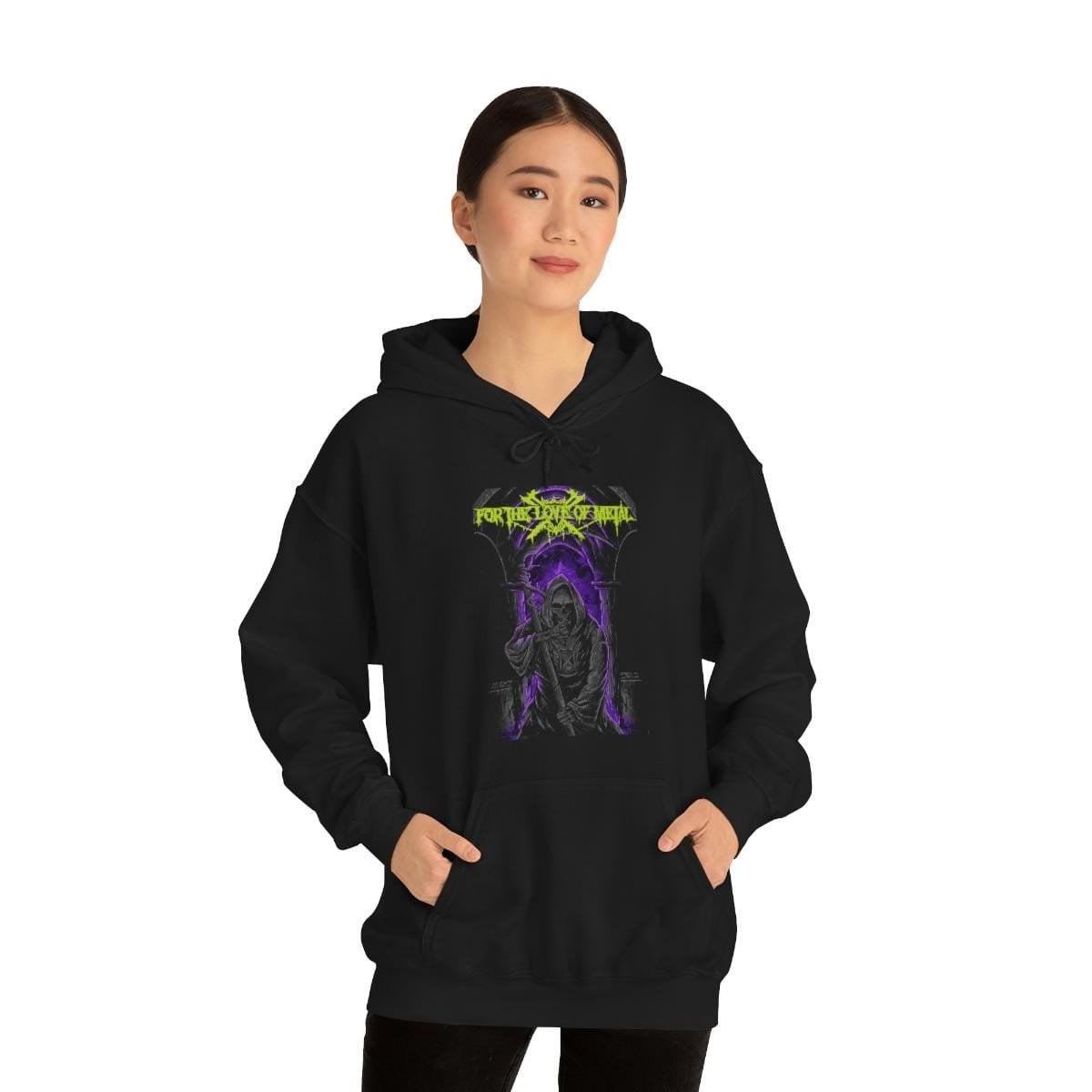 For The Love Of Metal - Grim Reaper Pullover Hooded Sweatshirt - Image 3
