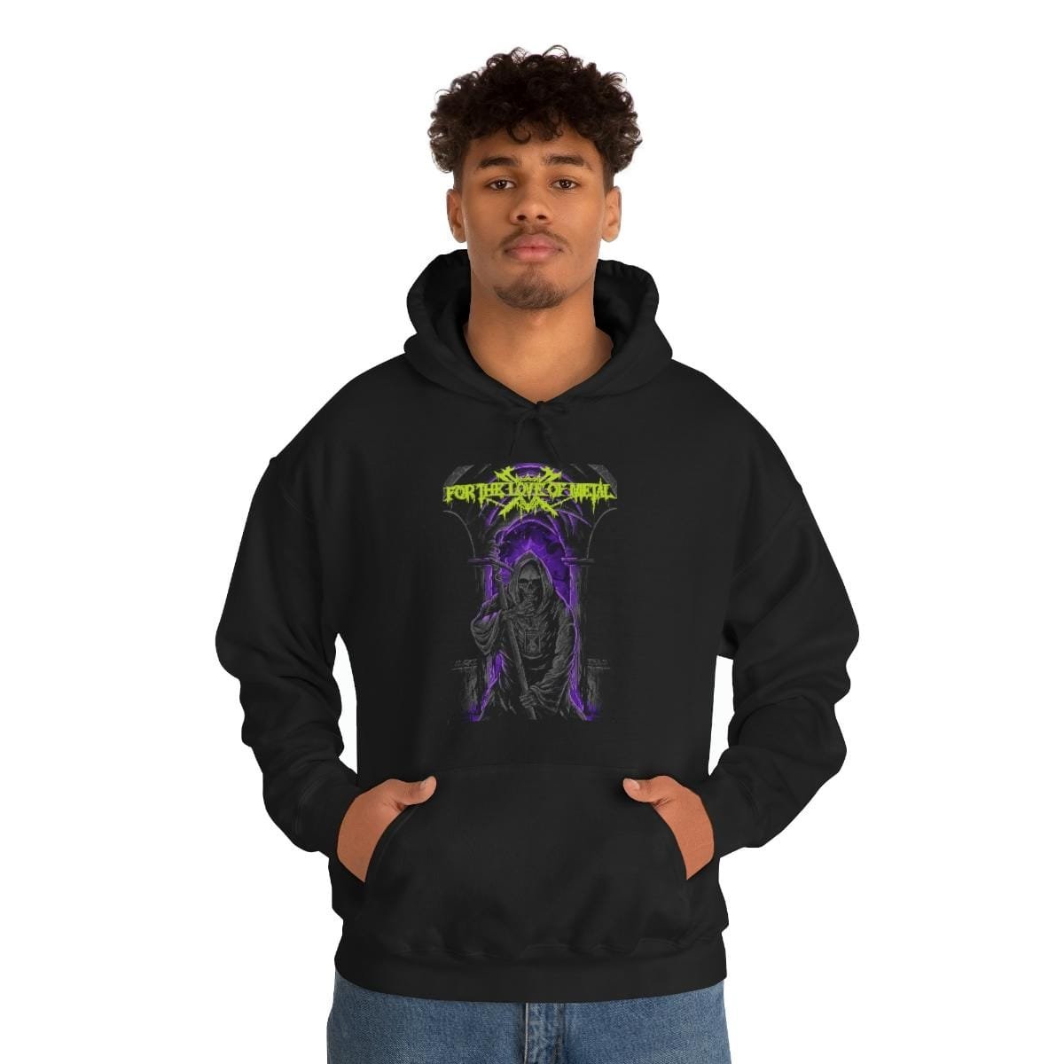 For The Love Of Metal - Grim Reaper Pullover Hooded Sweatshirt - Image 4