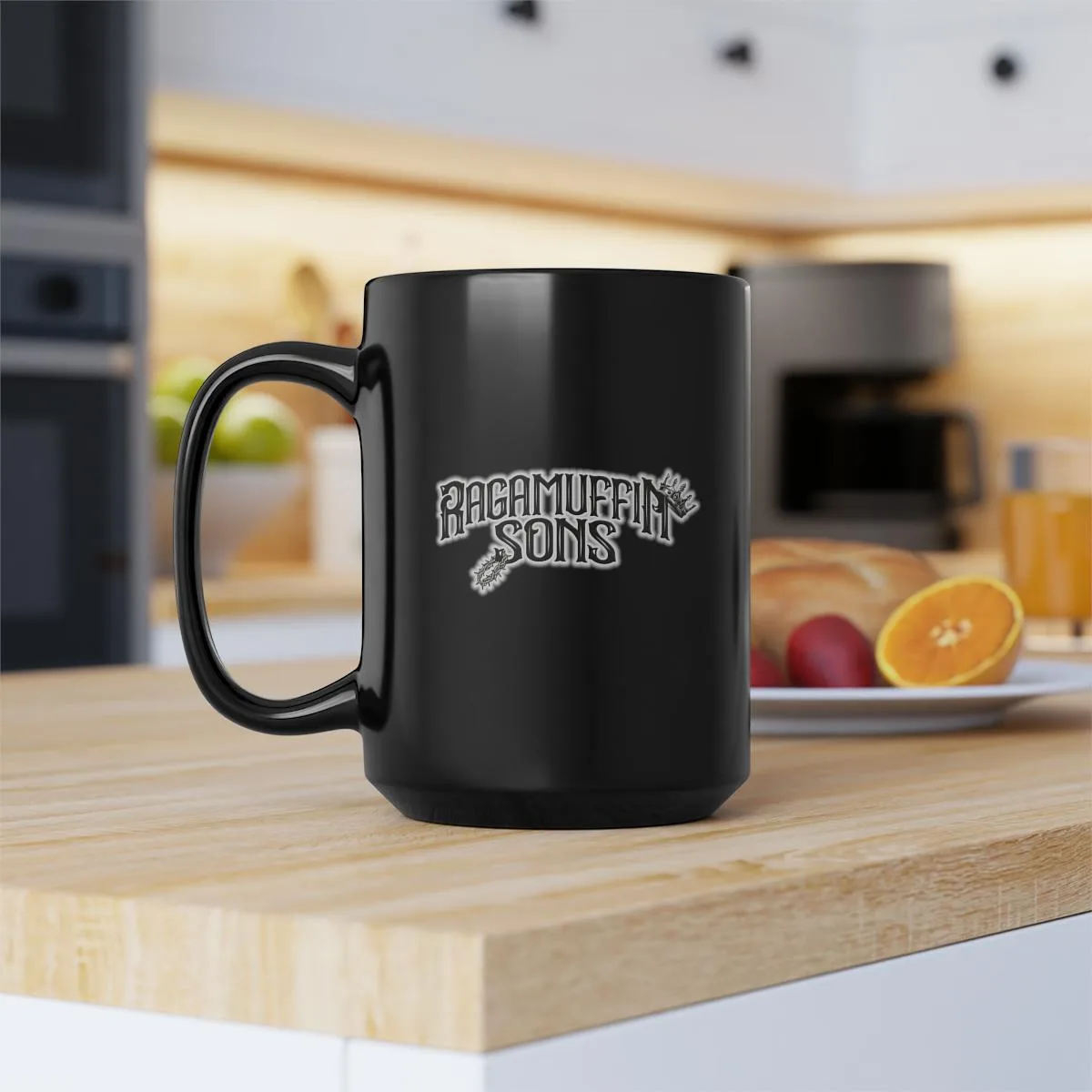 Ragamuffin Sons BW Logo 15oz Black Mug