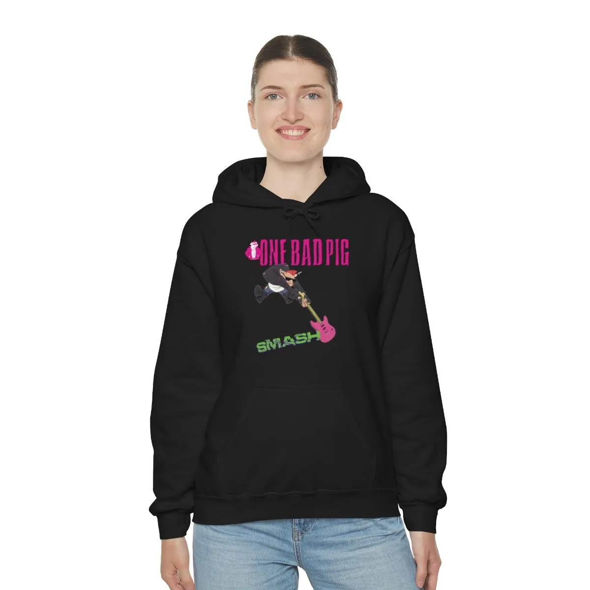 One Bad Pig - Pig Smash Pullover Hooded Sweatshirt - Image 14