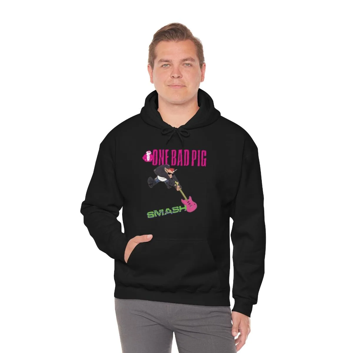 One Bad Pig - Pig Smash Pullover Hooded Sweatshirt - Image 15