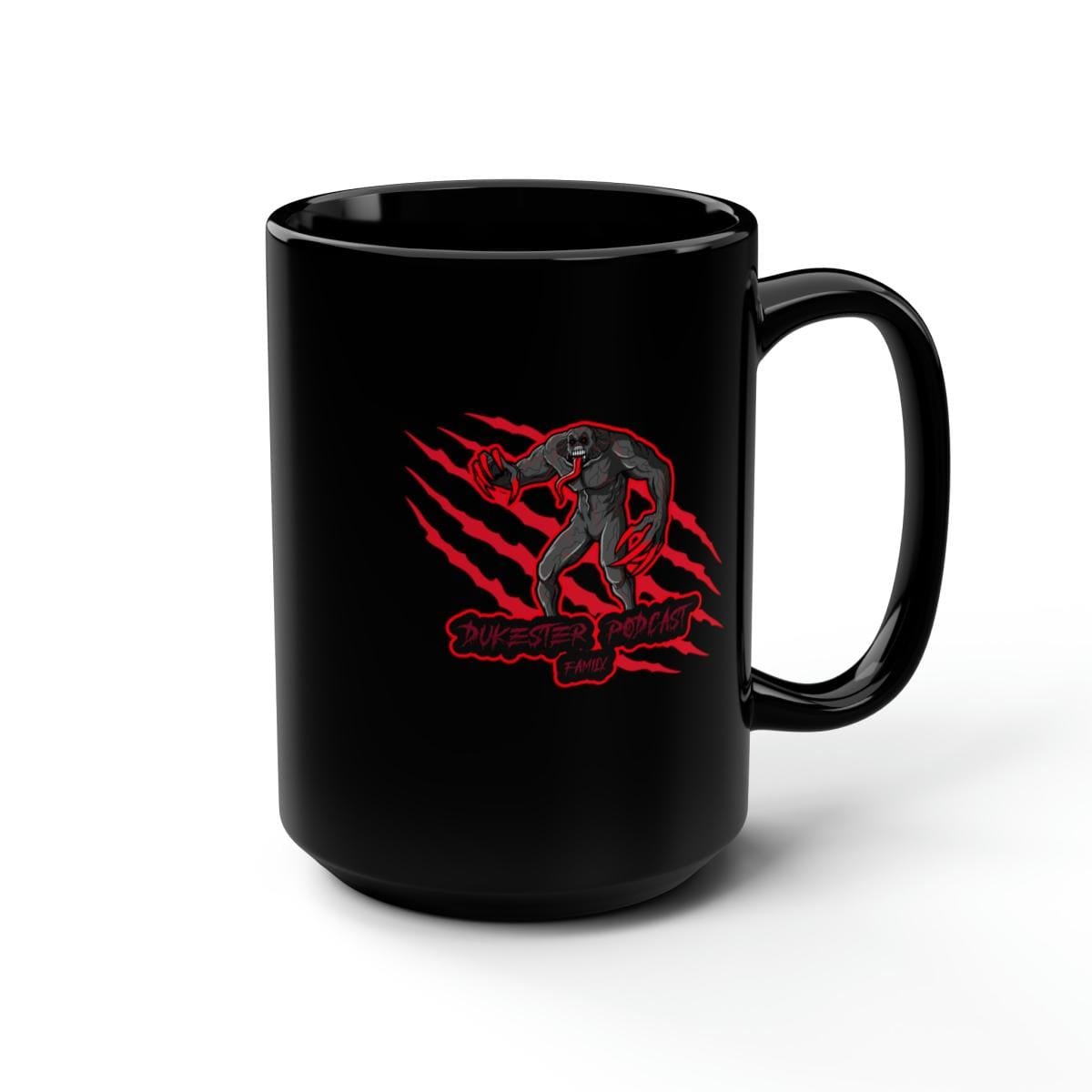 Dukester podcast Family Monster 15oz Black Mug - Image 5
