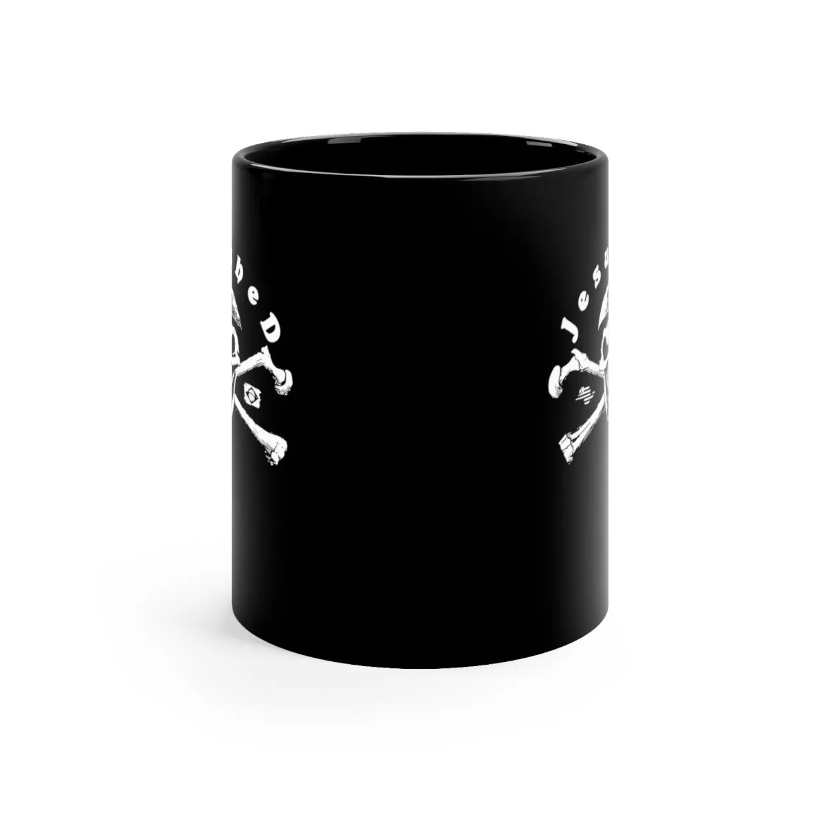 Jesushed White Logo 11oz Black mug - Image 2