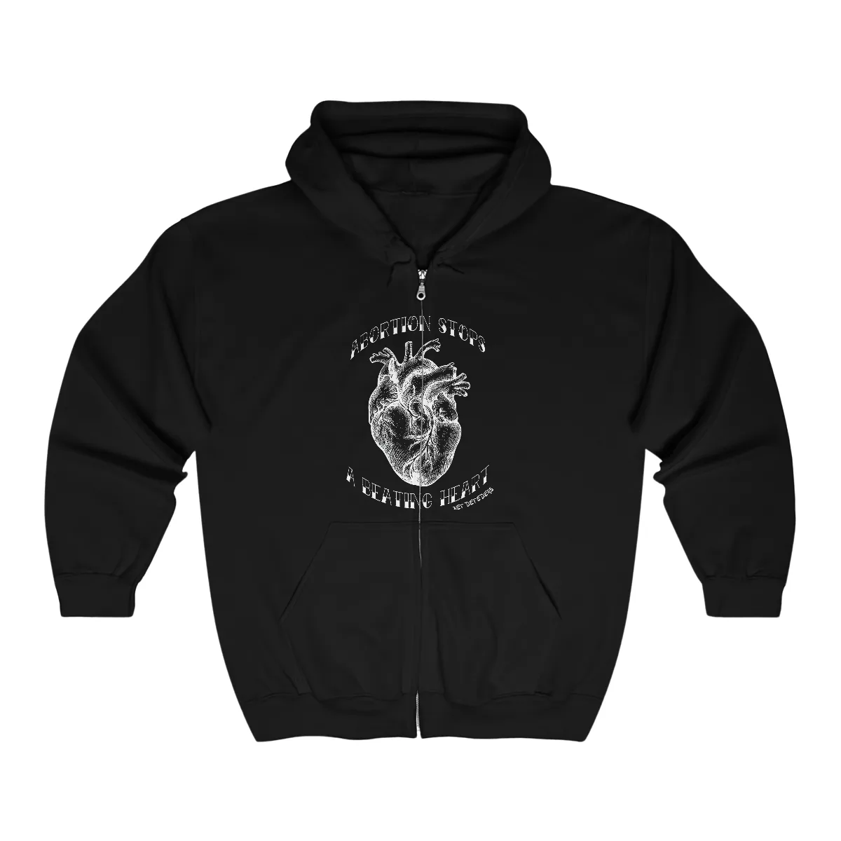 ZEF Defenders - Abortion Stops A Beating Heart Full Zip Hooded Sweatshirt