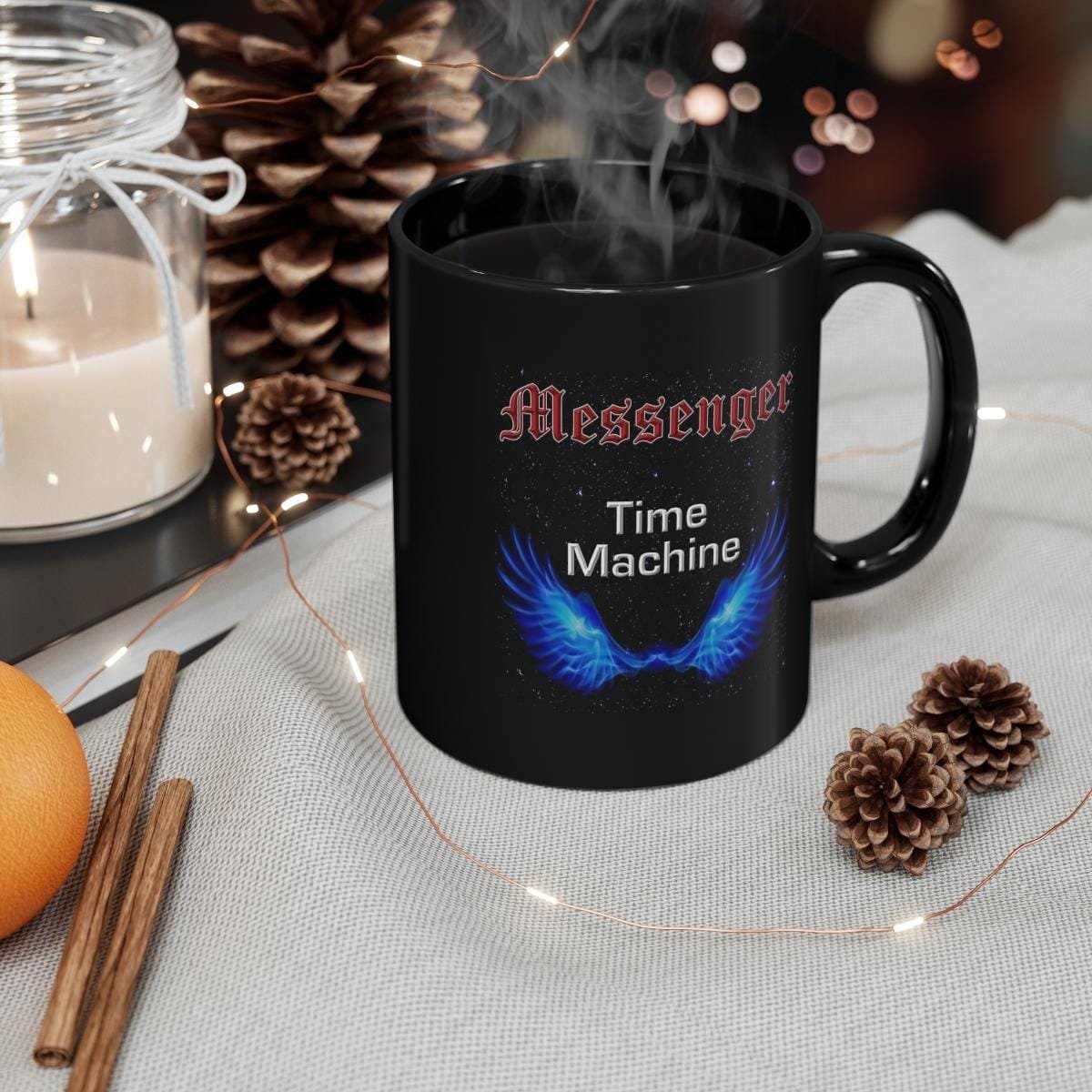 Messenger - Time Machine 11oz Black mug - Image 5