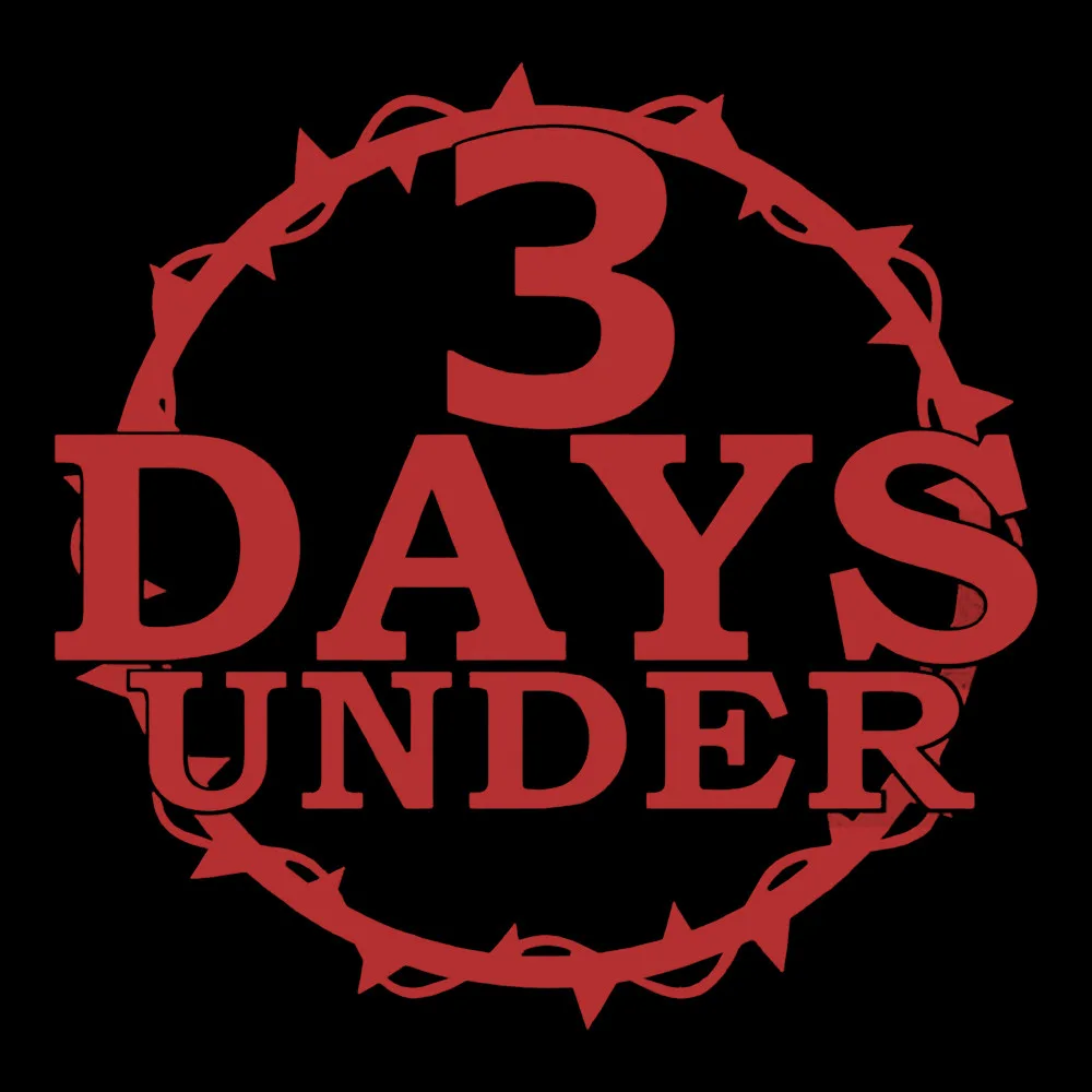 3 Days Under Logo - Black Denim Printed Patches (2 sizes)