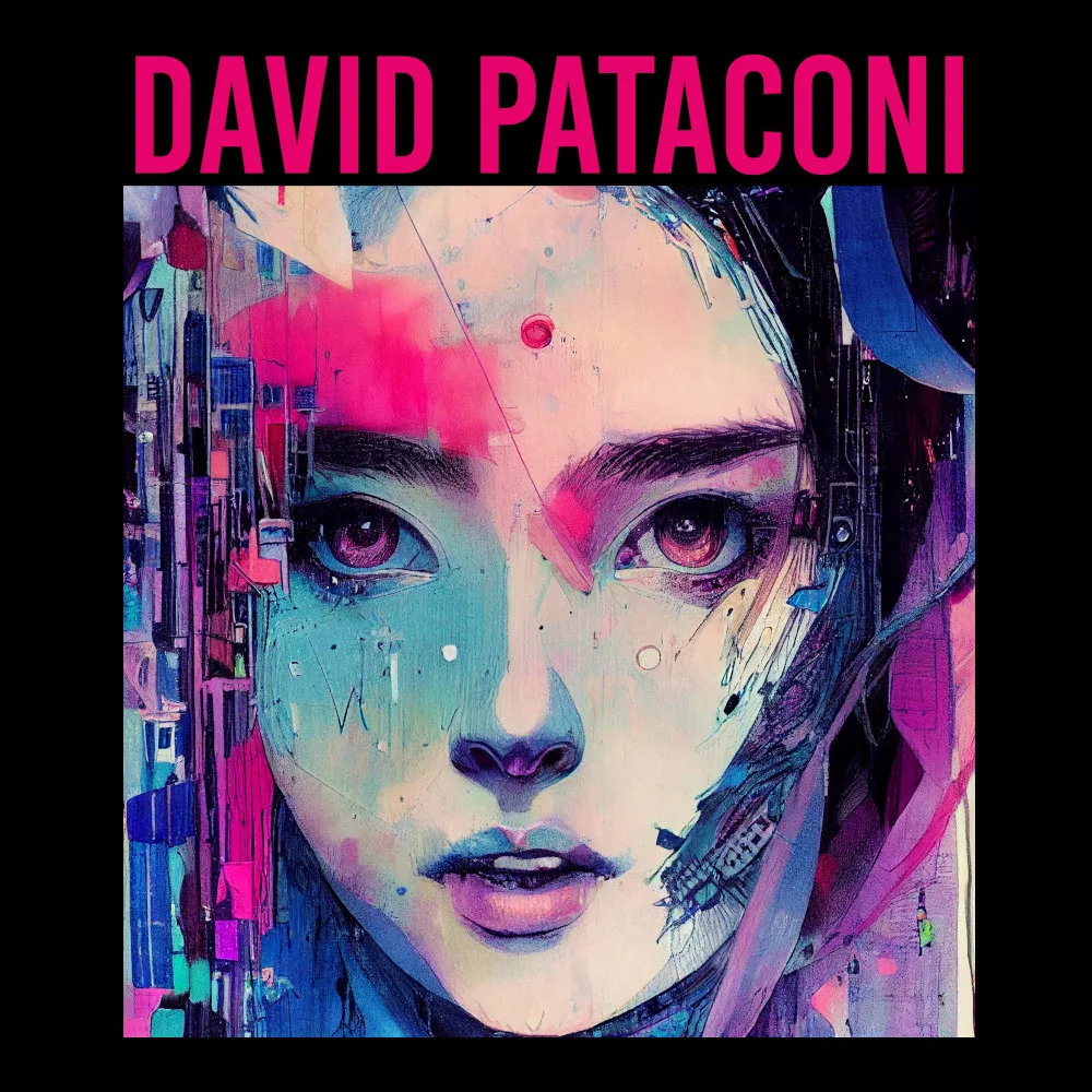 David Pataconi - Cyber Girl 7 - Black Denim Printed Patches (2 sizes)