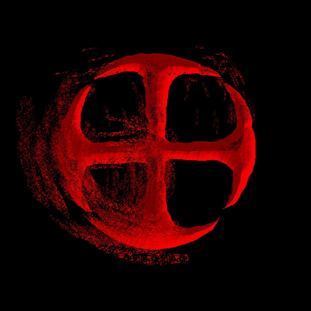 Deliverance Disintegrating Cross Red - Black Denim Printed Patches (2 sizes)