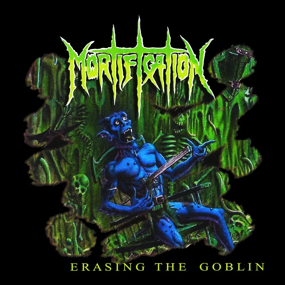 Mortification - Erasing the Goblin - Black Denim Printed Patches (2 sizes)