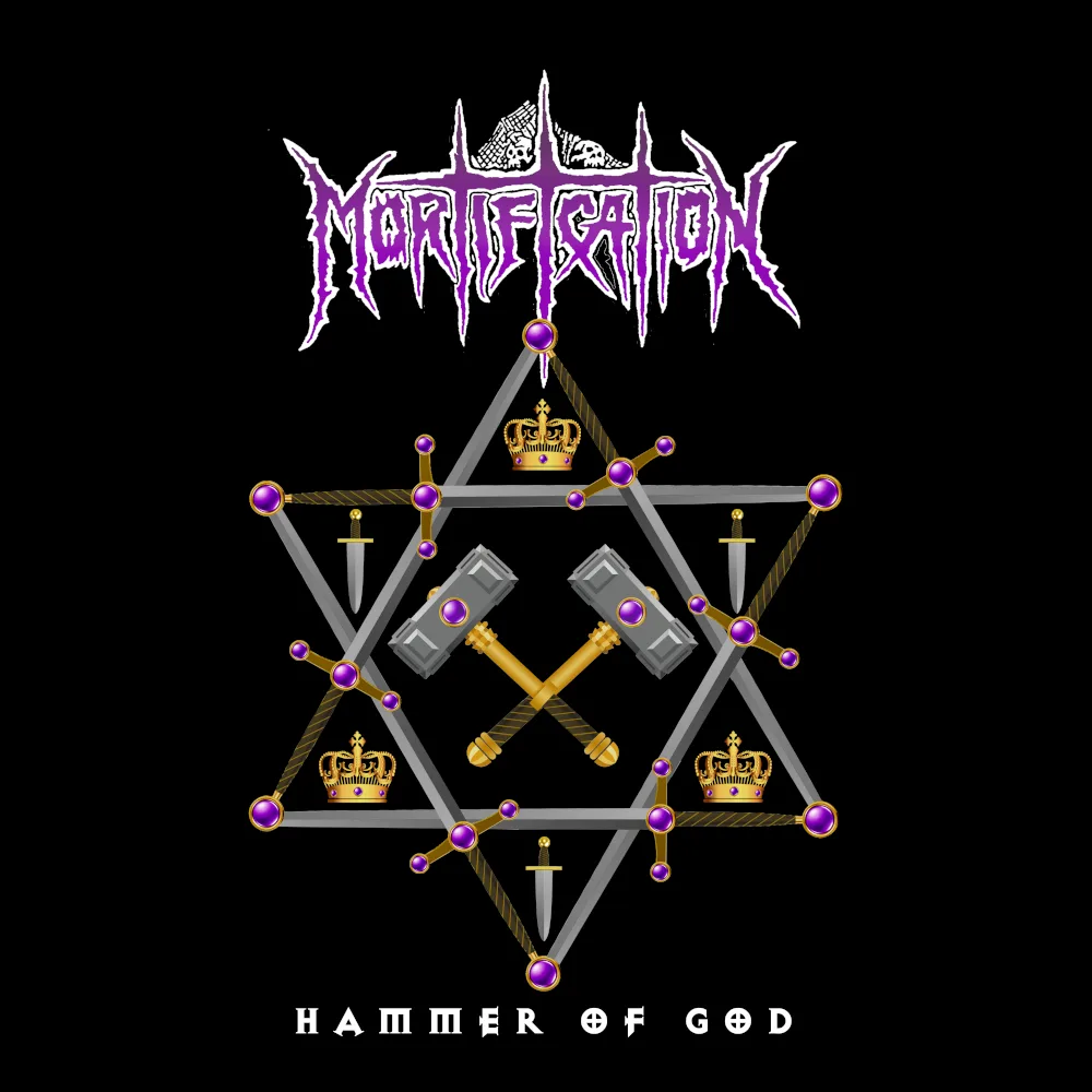 Mortification - Hammer of God - Black Denim Printed Patches (2 sizes)