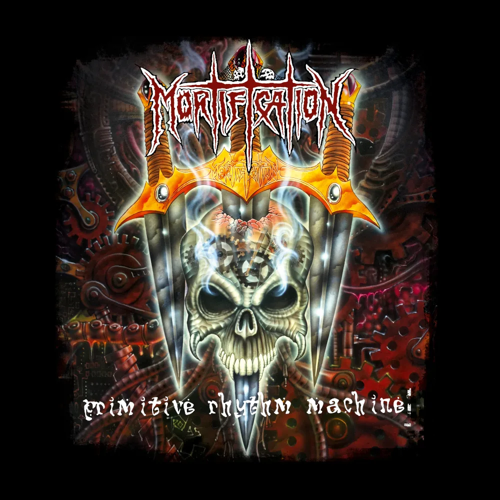 Mortification - Primitive Rhythm Machine - Black Denim Printed Patches (2 sizes)