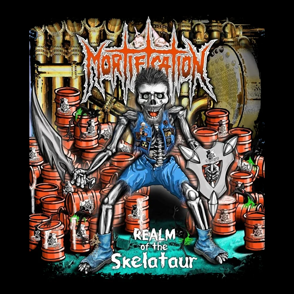Mortification - Realm of the Skelataur - Black Denim Printed Patches (2 sizes)