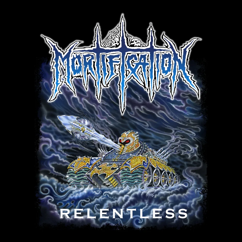Mortification -  Relentless - Black Denim Printed Patches (2 sizes)