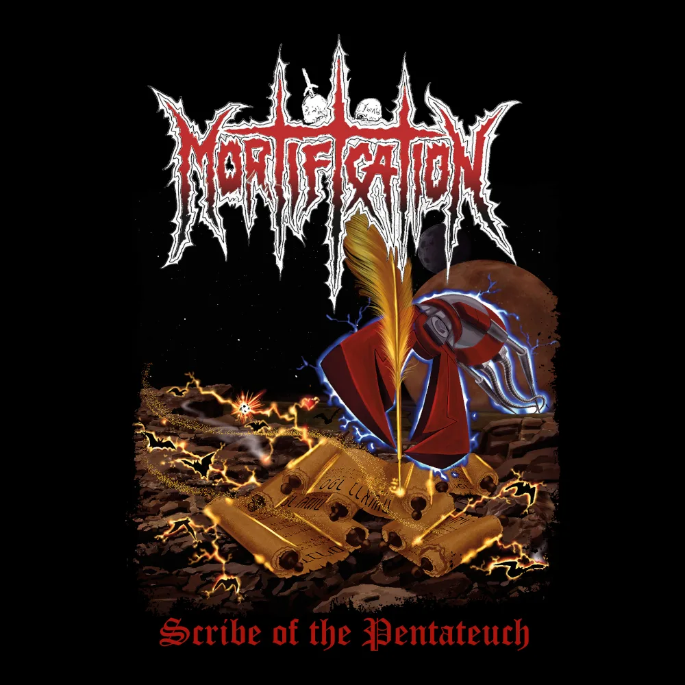 Mortification - Scribe of the Pentateuch - Black Denim Printed Patches (2 sizes)