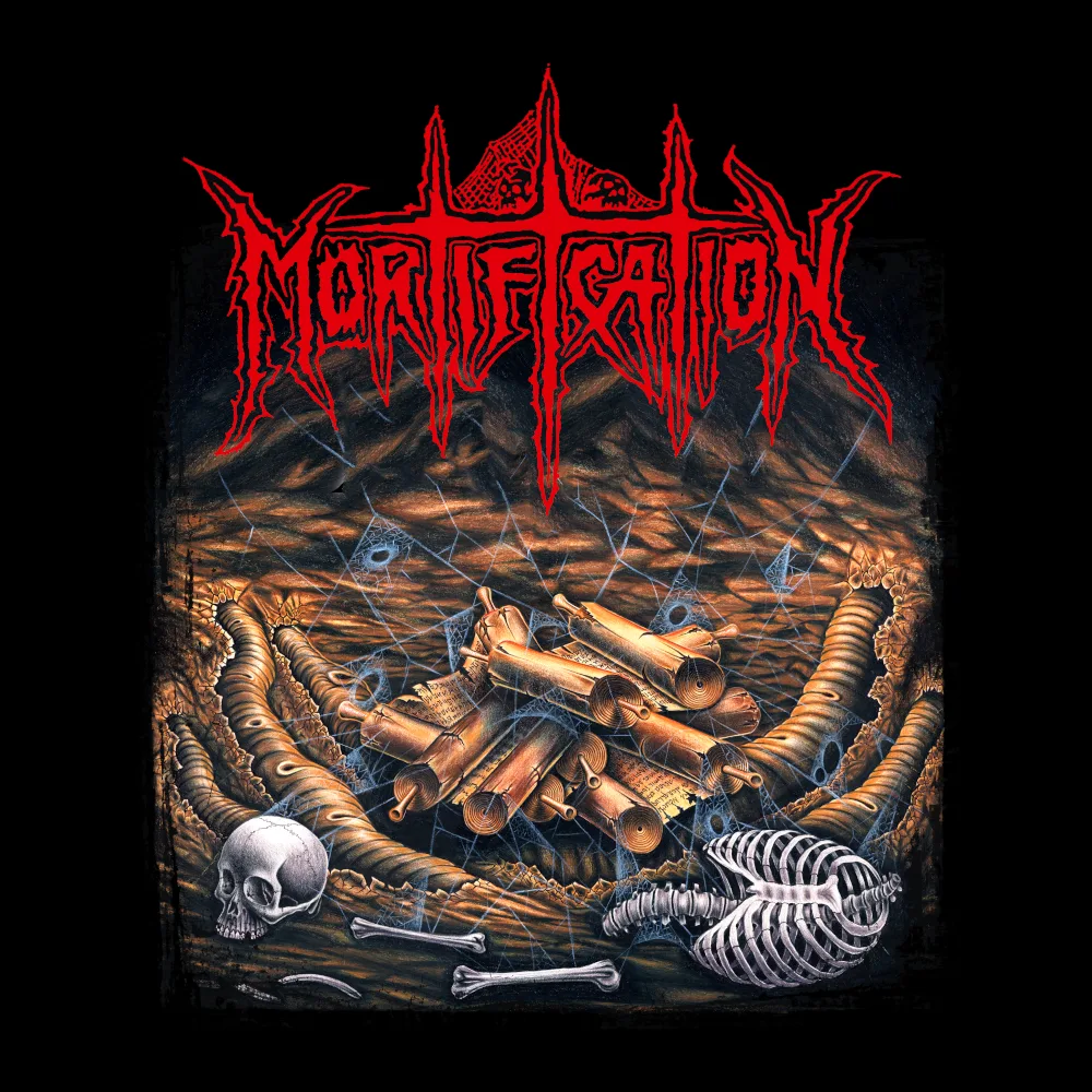 Mortification - Scrolls Of The Megilloth - Black Denim Printed Patches (2 sizes)