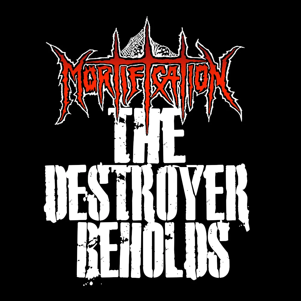 Mortification - The Destroyer Beholds Red II - Black Denim Printed Patches (2 sizes)
