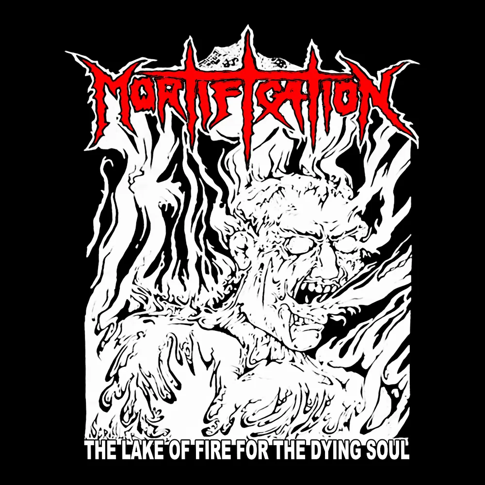 Mortification - The Lake of Fire - Black Denim Printed Patches (2 sizes)