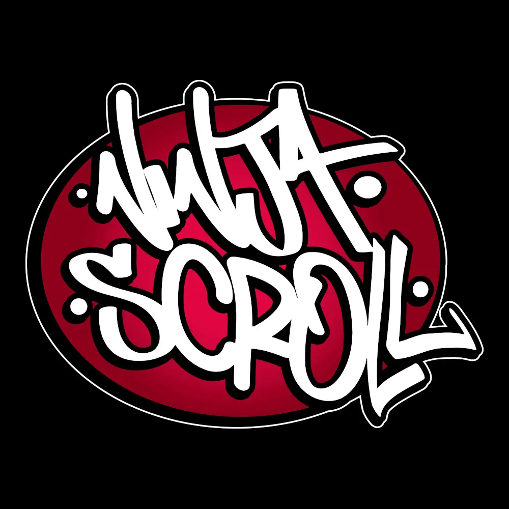 Ninja Scroll Oval Logo - Black Denim Printed Patches (2 sizes)