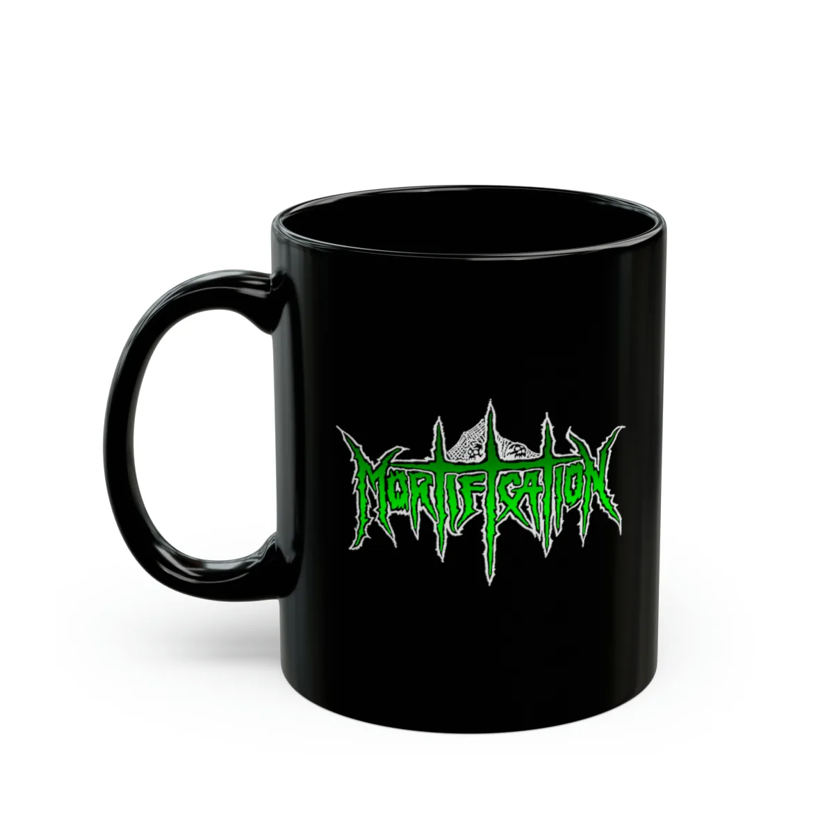 Mortification Total Thrashing Death (Green)  Black mug 11oz