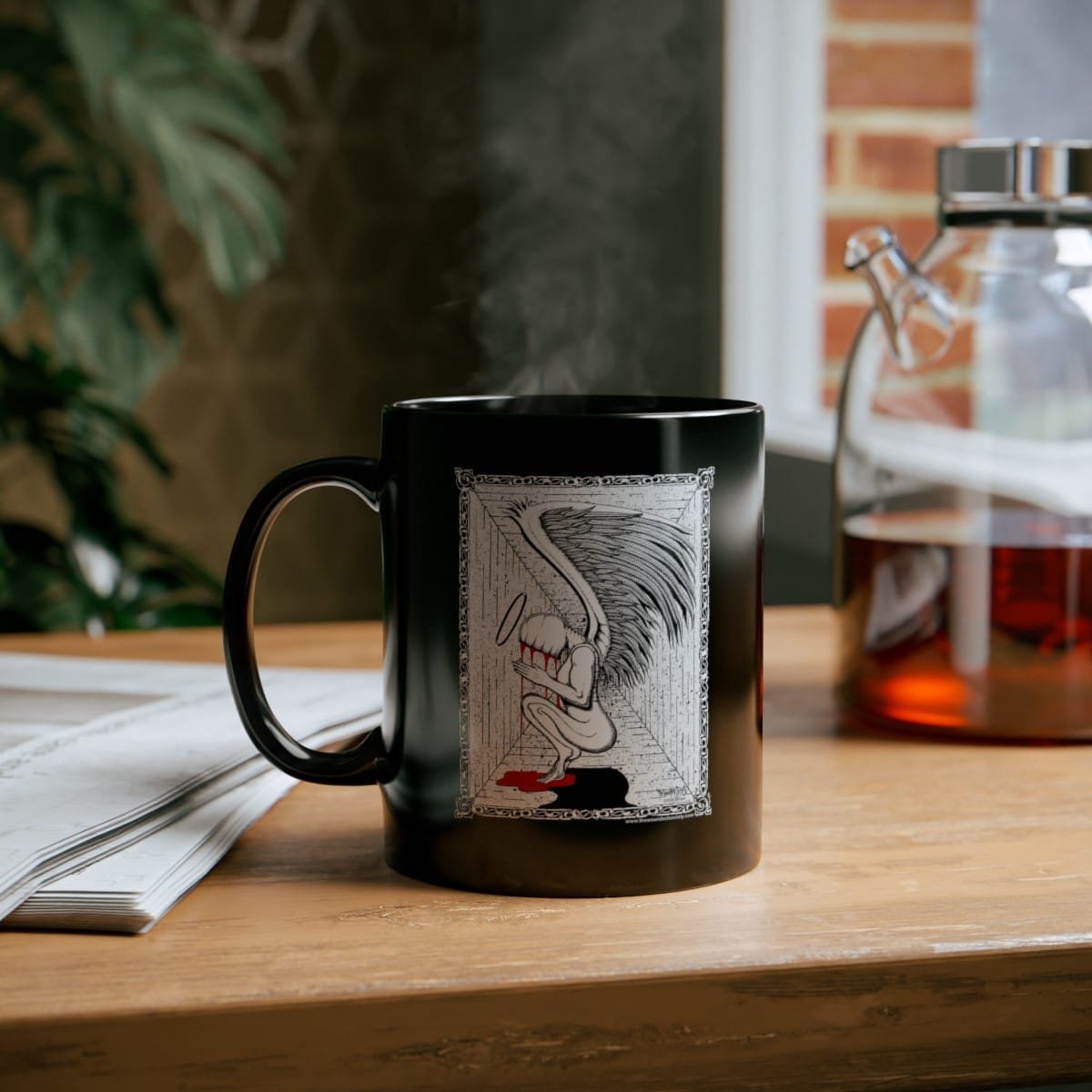 Praying Angel by The Wounded Society Black Mugs (11oz, 15oz) - Image 8