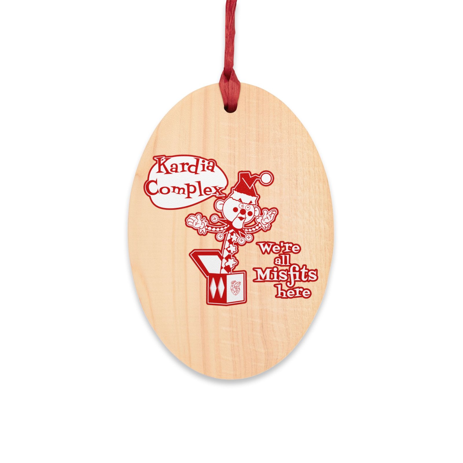 Kardia Complex - We're All Misfits Here Wooden Red Edition Christmas Ornaments