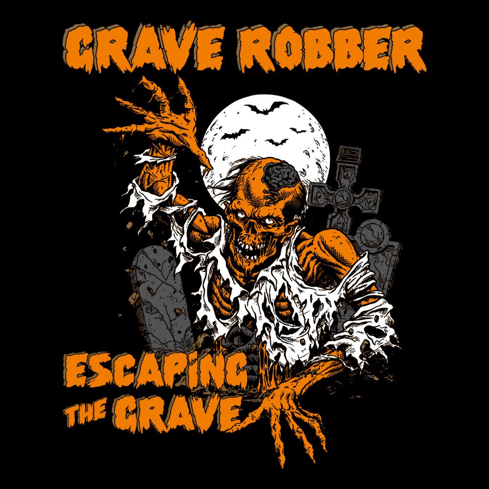 Grave Robber - Escaping The Grave Limited Edition Orange - Black Denim Printed Patches (2 sizes)