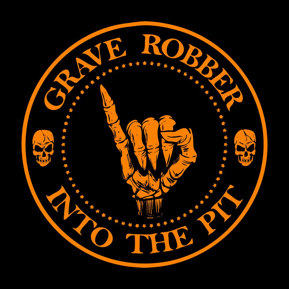 Grave Robber - Into The Pit Limited Edition Orange - Black Denim Printed Patches (2 sizes)