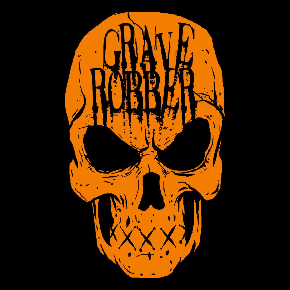 Grave Robber Skull Logo Limited Edition Orange - Black Denim Printed Patches (2 sizes)