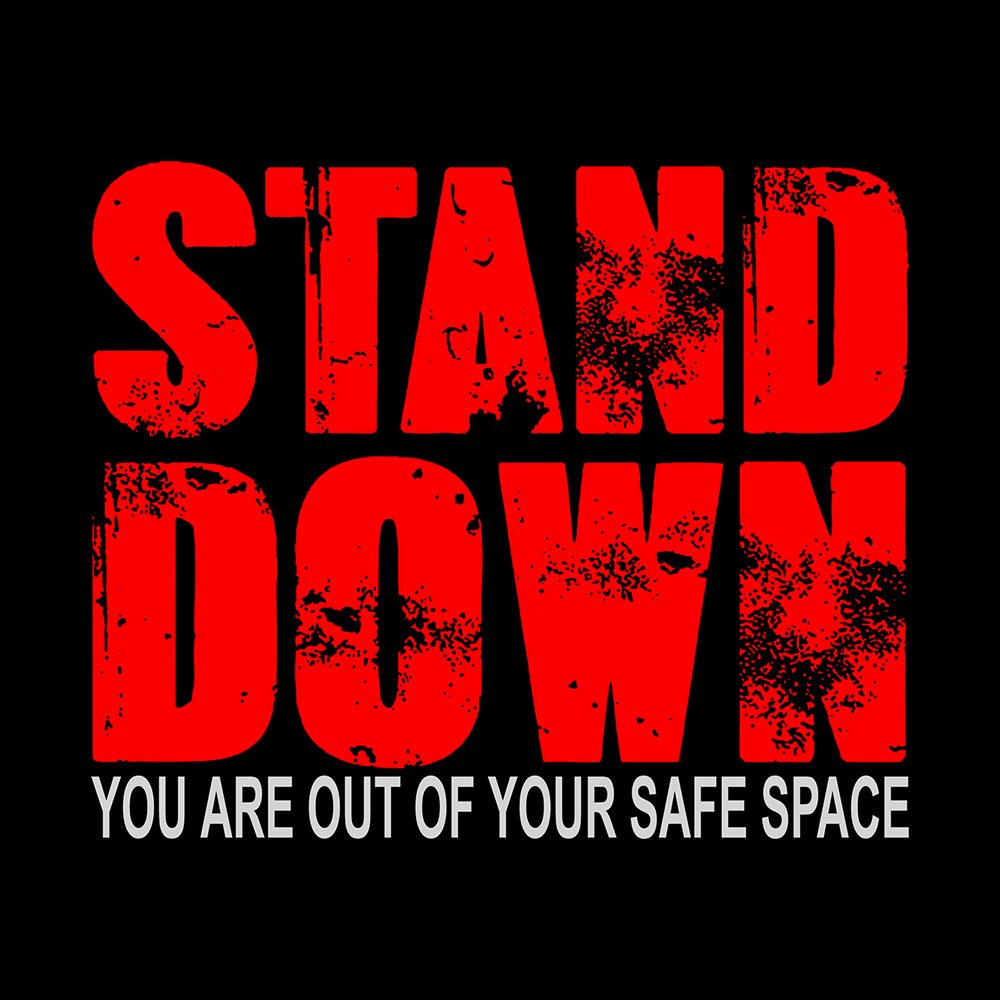 Stand Down by Designs Of Defiance - Black Denim Printed Patches (2 sizes)