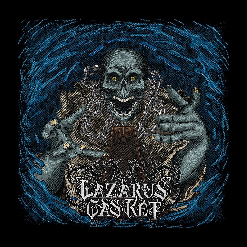 Lazarus Casket - Spiritual Warfare (The Charon Collective) - Black Denim Printed Patches (2 sizes)
