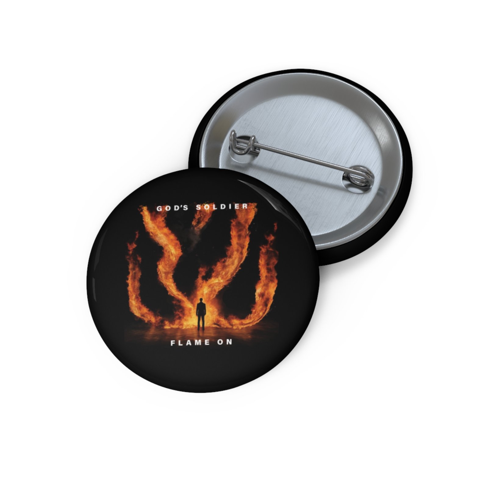 God's Soldier - Flame On Pin Buttons