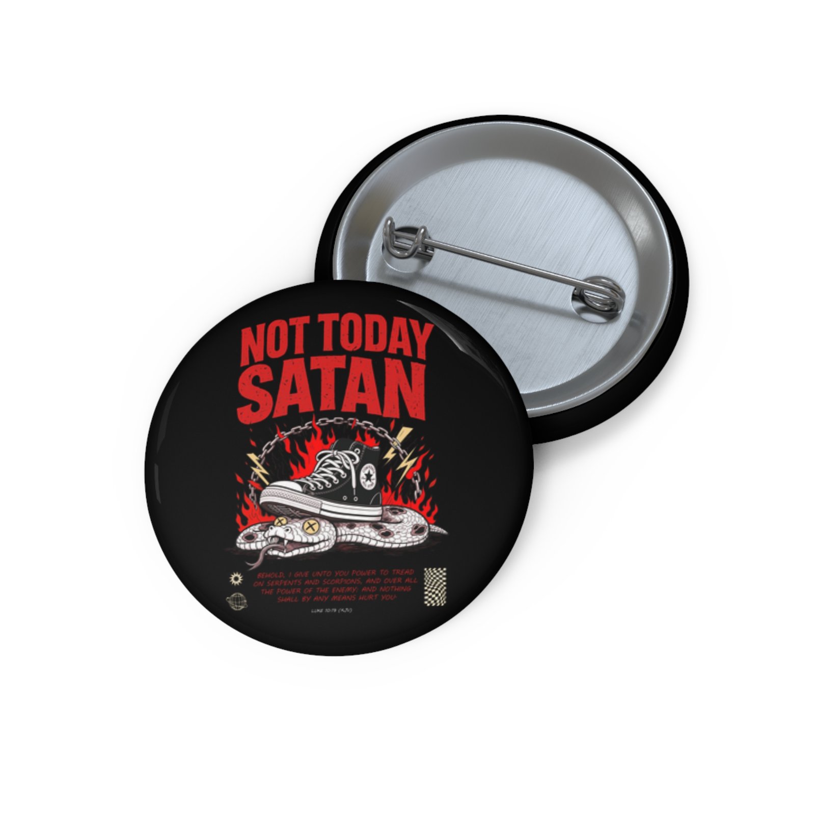 Tavares Artwork - Not Today, Satan Pin Buttons