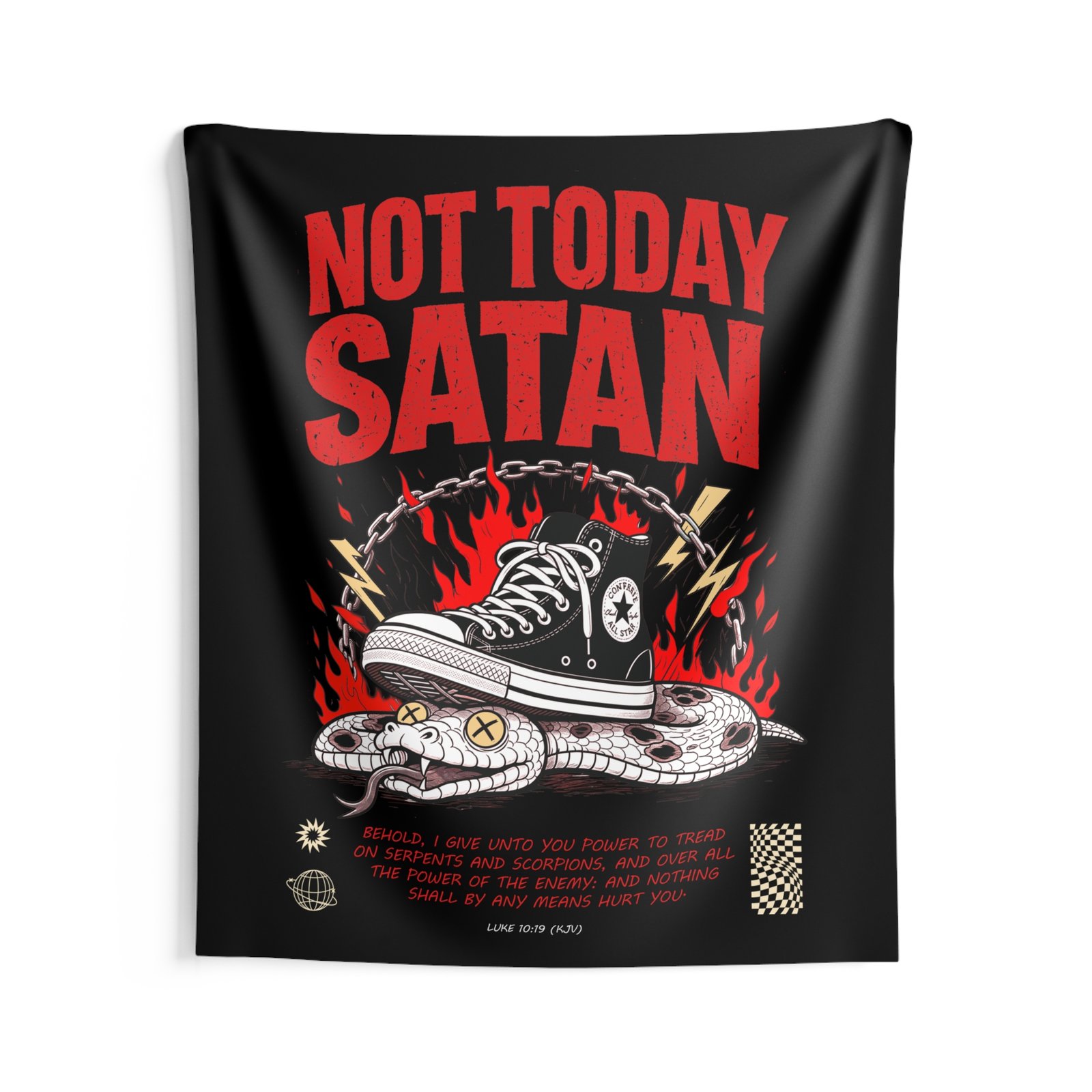 Tavares Artwork - Not Today, Satan Indoor Wall Tapestries