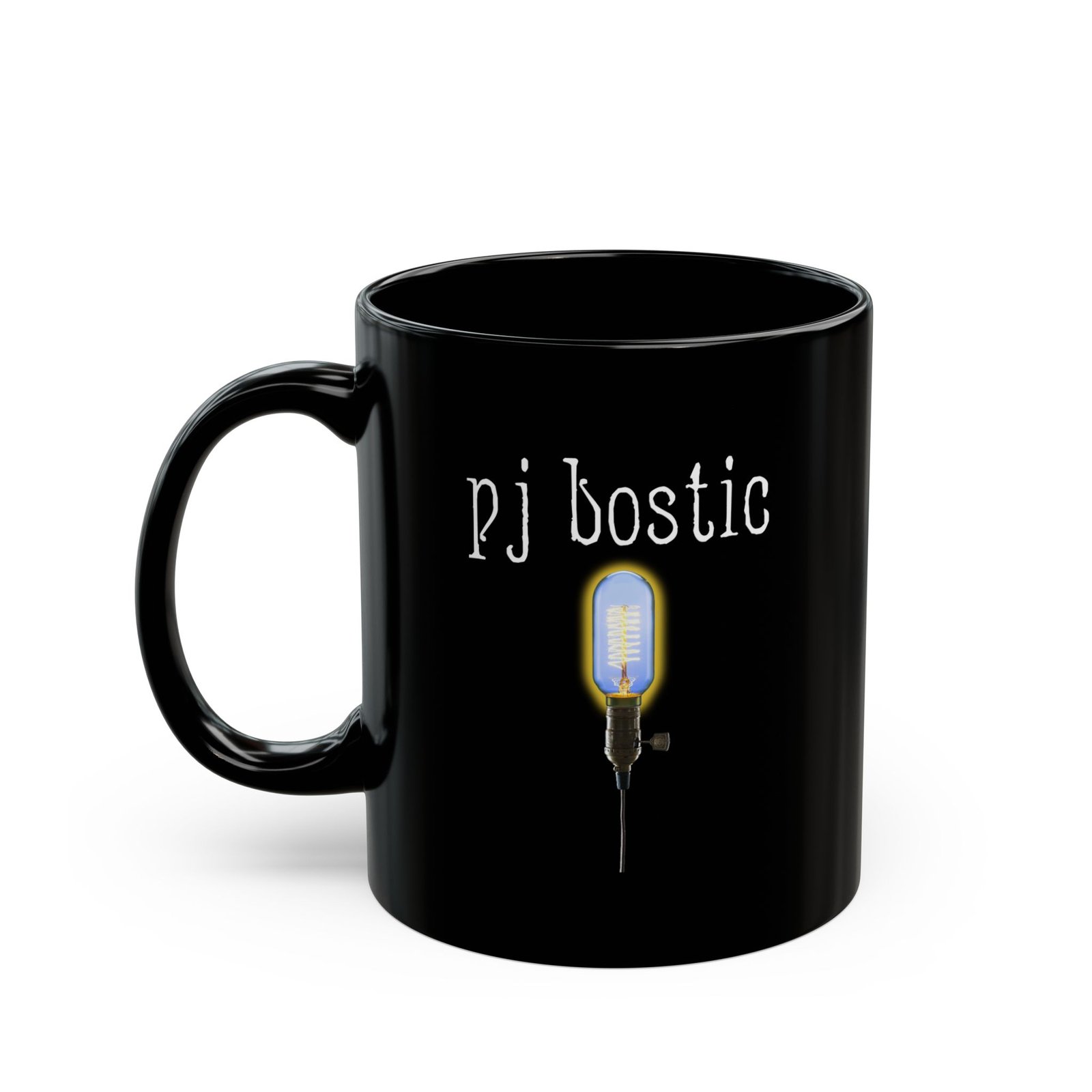 PJ Bostic - Light Bulb 11oz Black Mugs