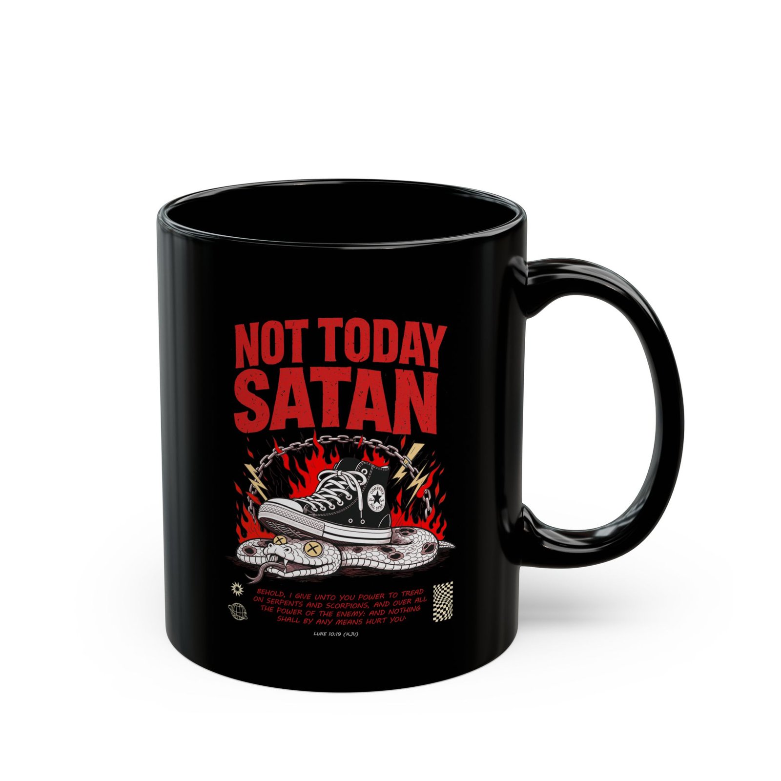Tavares Artwork - Not Today, Satan 11oz Black Mugs
