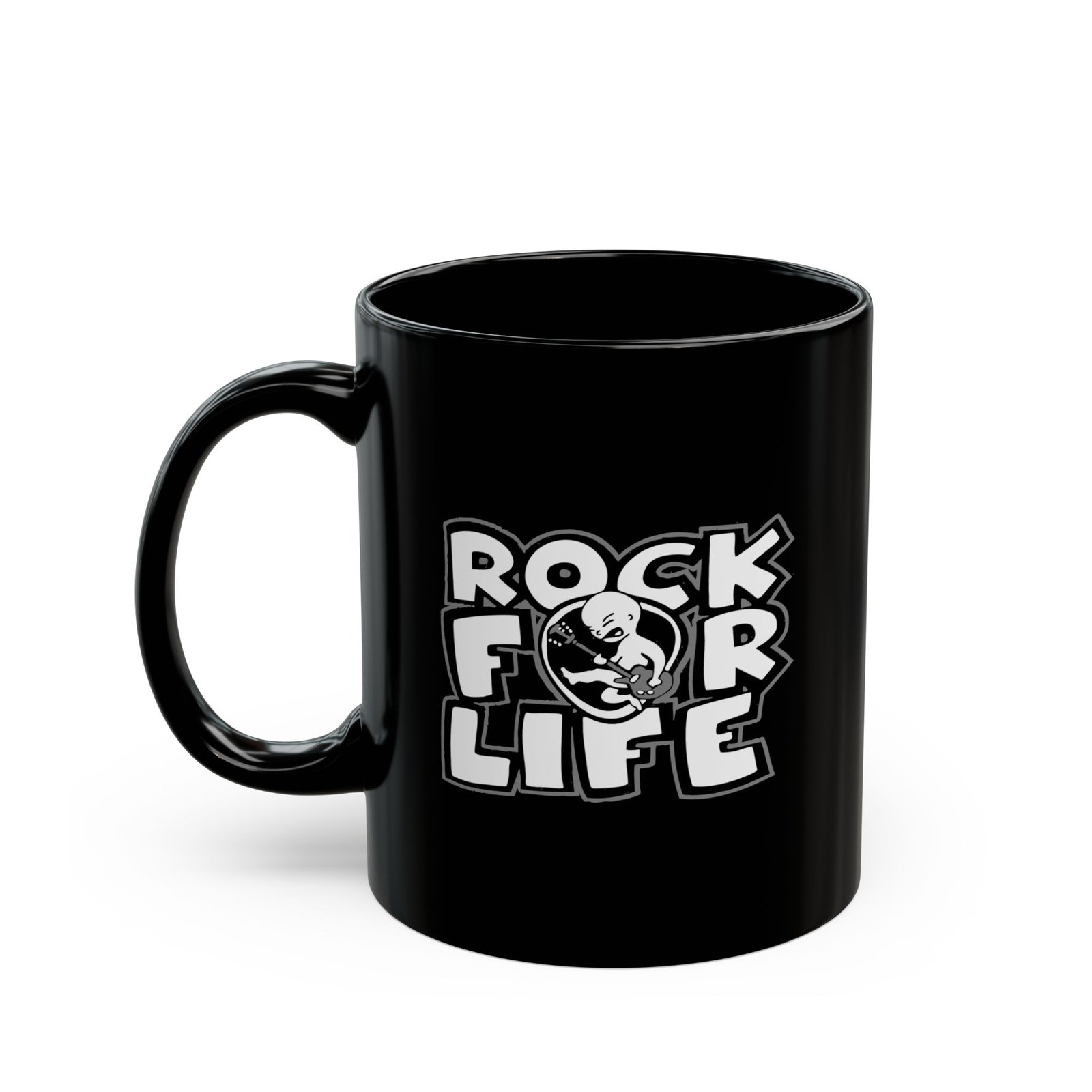 Rock For Life Logo Black Mugs (11oz, 15oz)