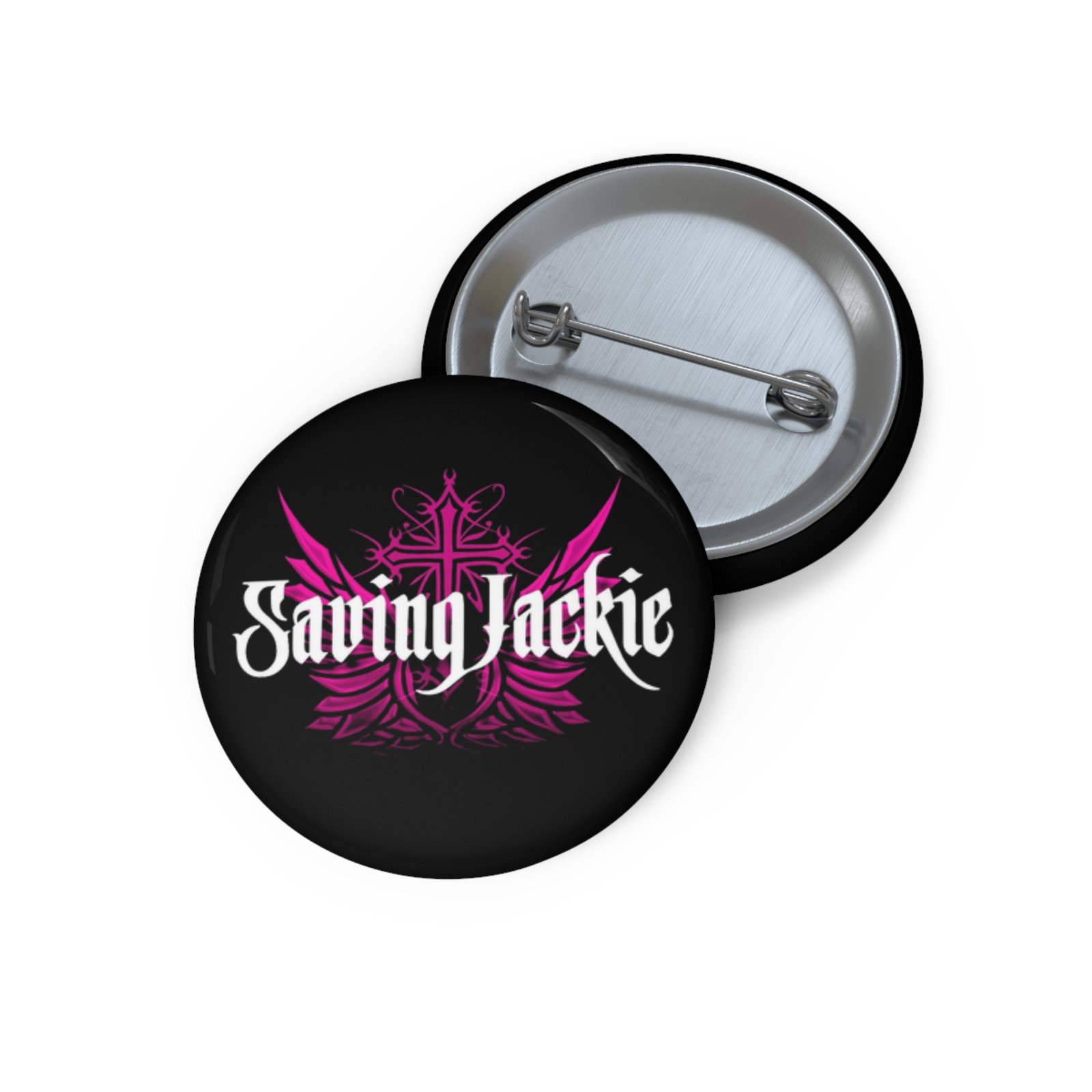 Saving Jackie Wings Logo Pin Buttons