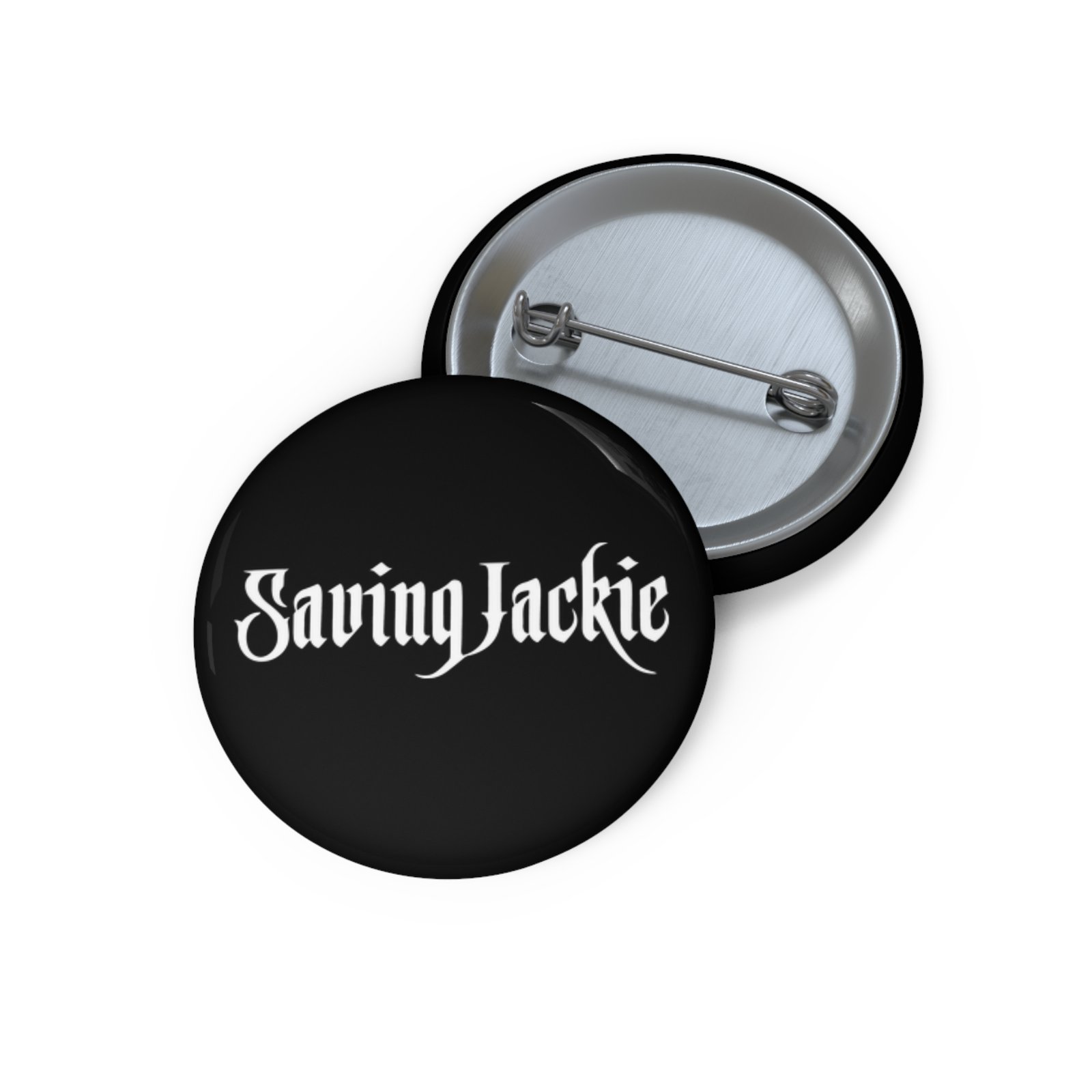 Saving Jackie Logo Pin Buttons