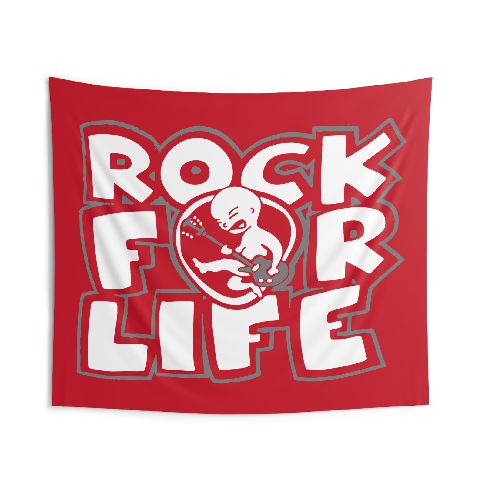 Rock For Life Logo Indoor Wall Tapestries (Red)