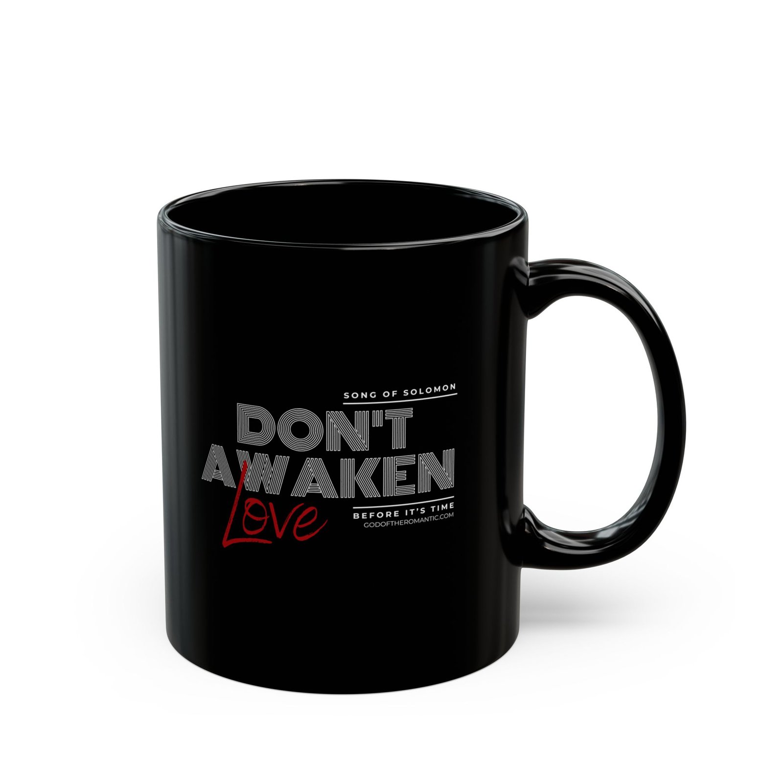 God Of The Romantic - Awaken (Pinstripes Version) 11oz Black Mugs - Image 3