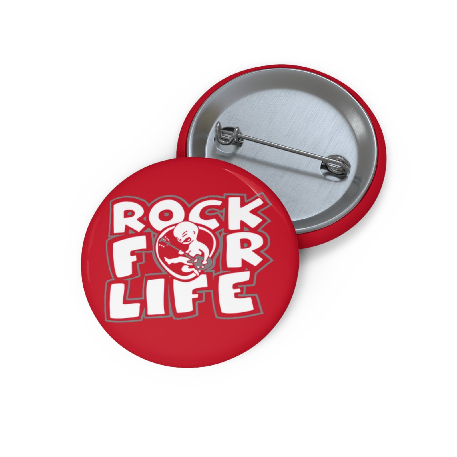 Rock For Life Logo Pin Buttons (Red)