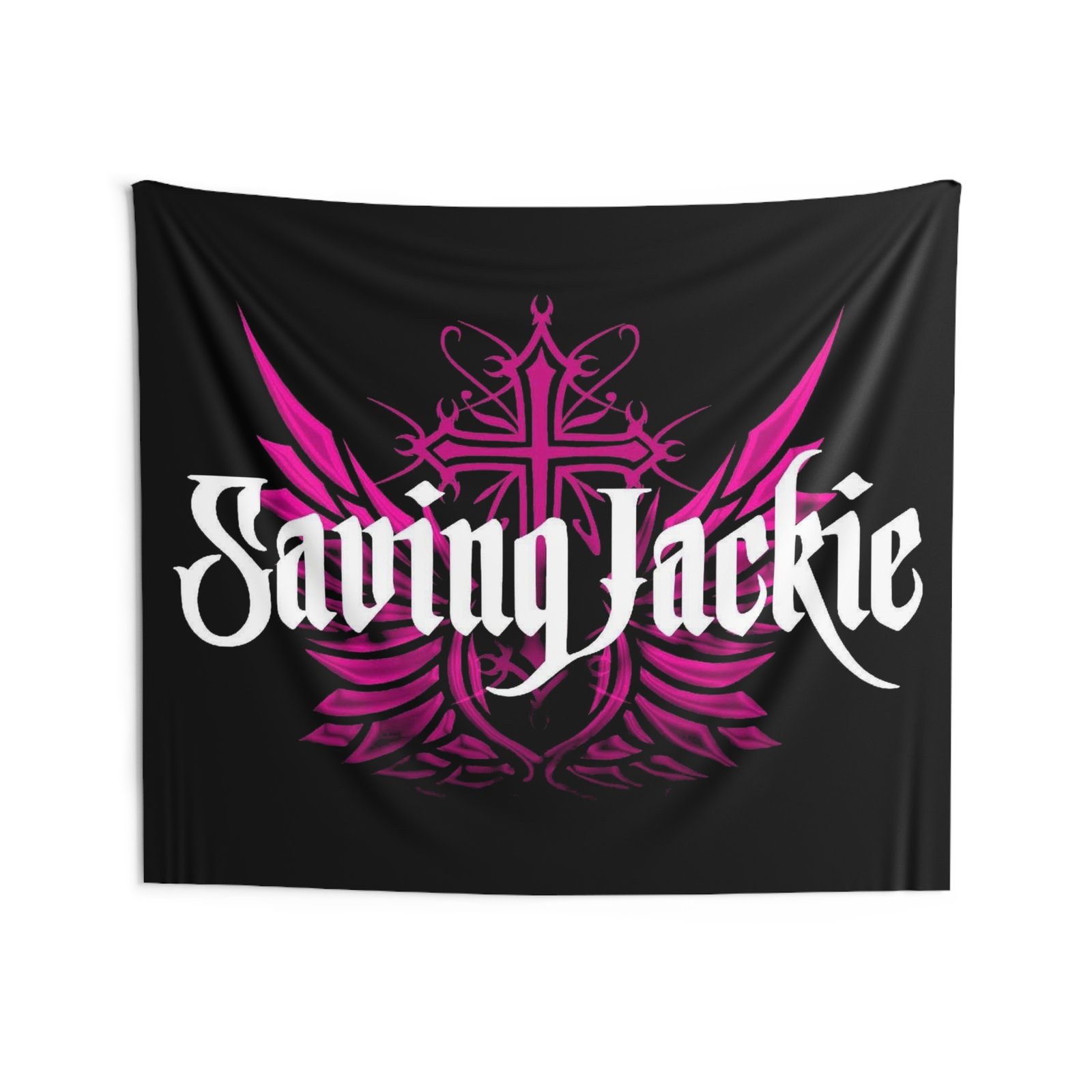 Saving Jackie Wings Logo Indoor Wall Tapestries