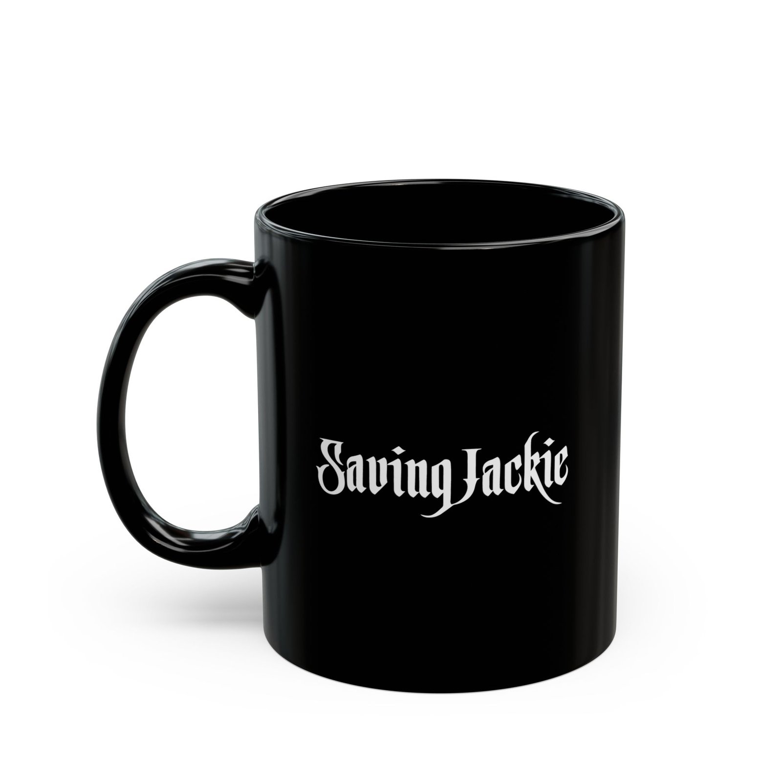 Saving Jackie Logo 11oz Black Mugs