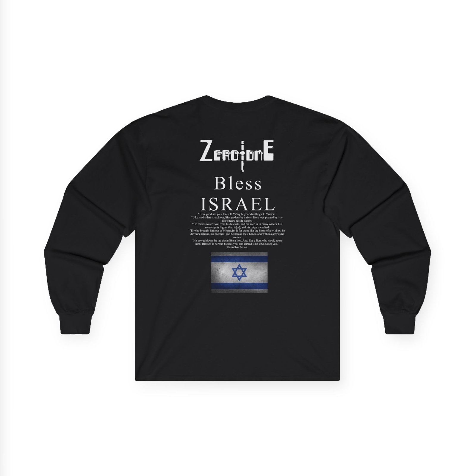 Zerotone - Bless Israel Long Sleeve Tshirt (2-Sided) - Image 2