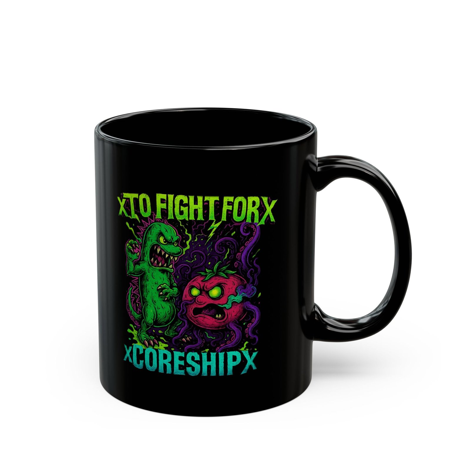 To Fight For - xCORESHIPx Veggies Black Mugs (11oz, 15oz) - Image 2